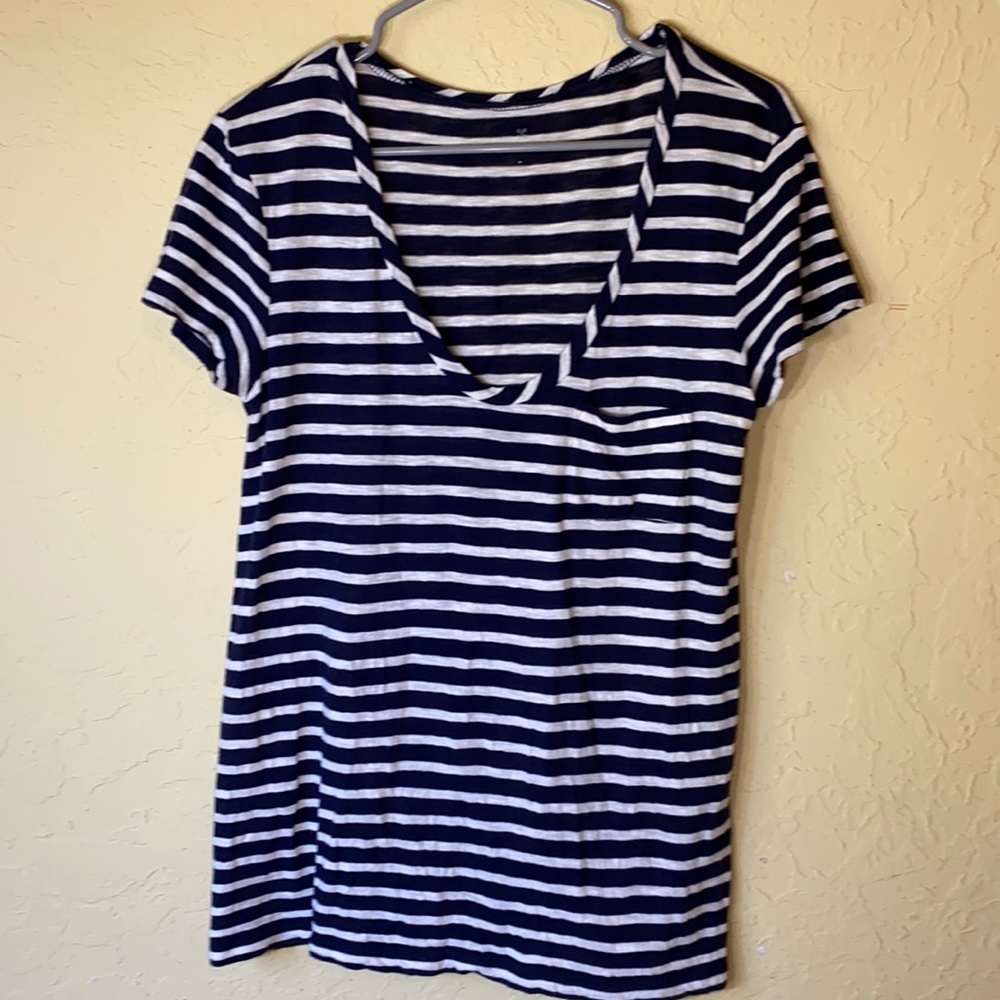 CASLON tee shirt, blue and white striped, Medium